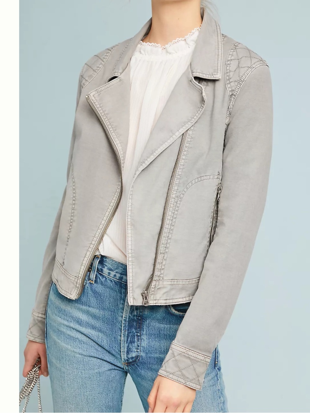 Anthropologie Light Gray Women's Moto Jacket